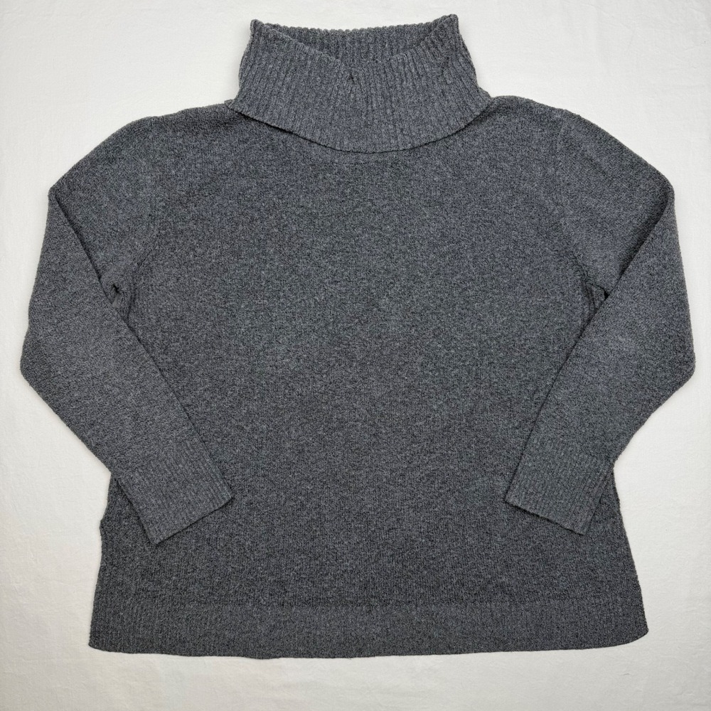 Pink Rose Women Medium Grey Roll Neck Sweater 3/4 Sleeve Casual Cozy Knit